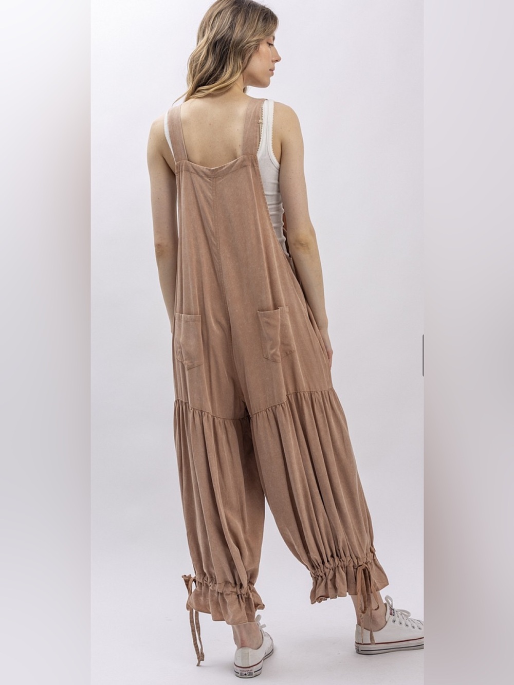 BlueVelvet NWT Oversized Bloomer Jumpsuit Mineral Wash Wood - Picture 2 of 14